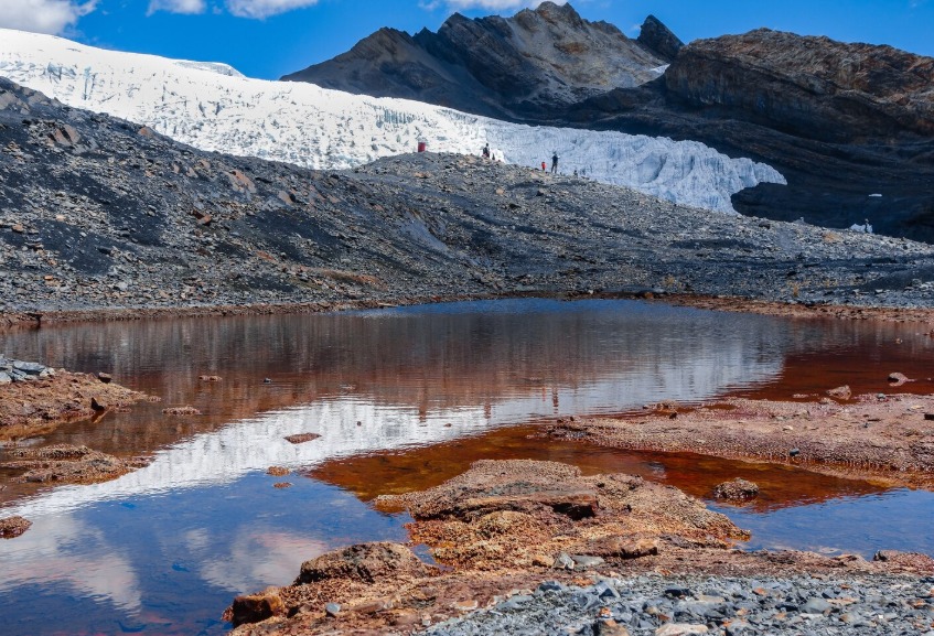 glaciar en perú afectado por las consecuencias del calentamiento global